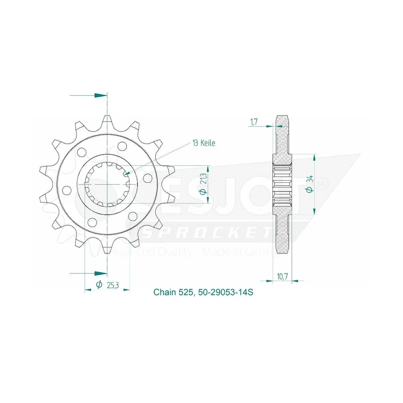 Sprockets Front (29053-14T) - Esjot (Sports)