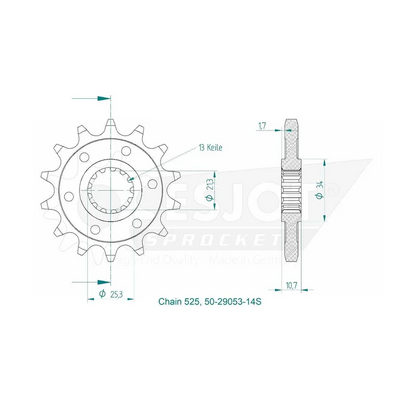 Sprockets Front (29053-14T) - Esjot (Sports)