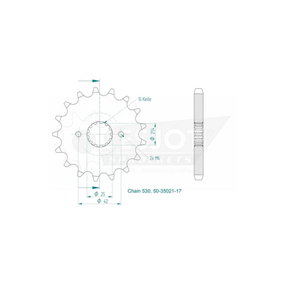 Sprockets Front (35021-17T) - Esjot