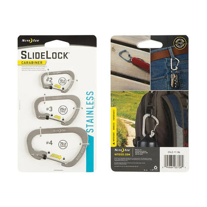 Carabiner with Slidelock (pcs) - Stainless Steel - Size#4 / Black / Stainless Steel