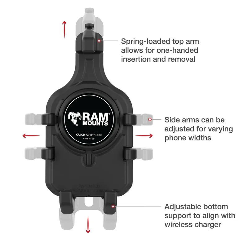 RAM® Quick-Grip™ Pro Phone Holder - B Size / With Ball & Vibe Damper