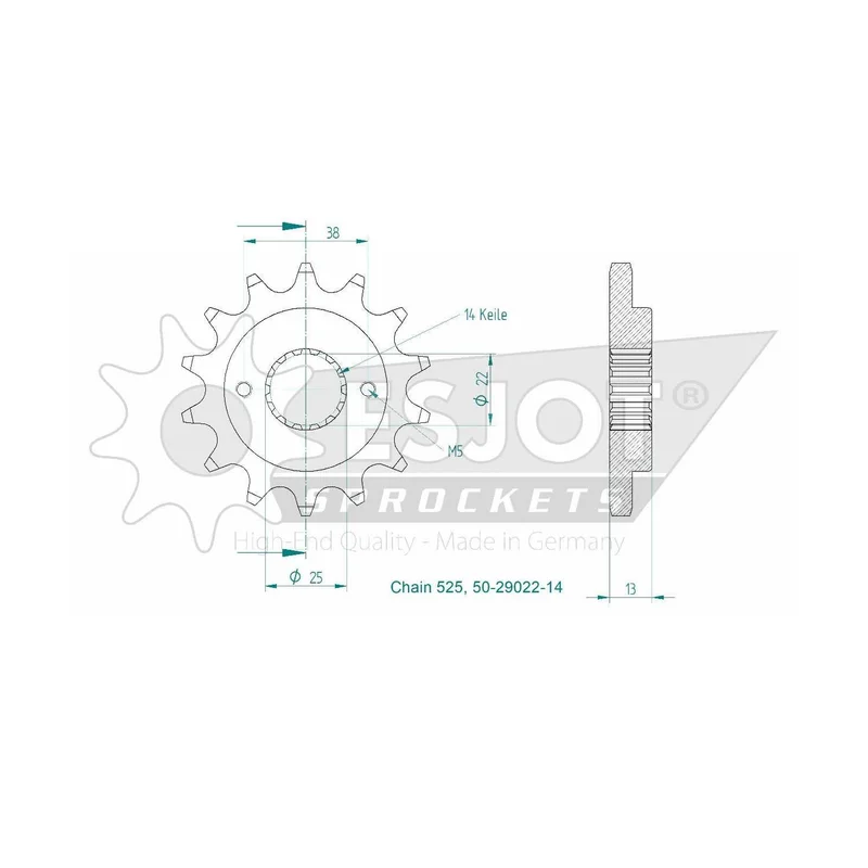 Sprockets Front (29022-14T) - Esjot - Standard Series