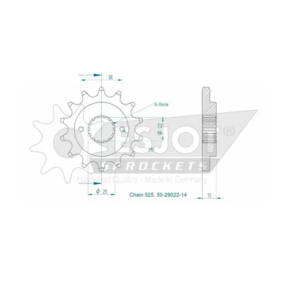 Sprockets Front (29022-14T) - Esjot - Standard Series