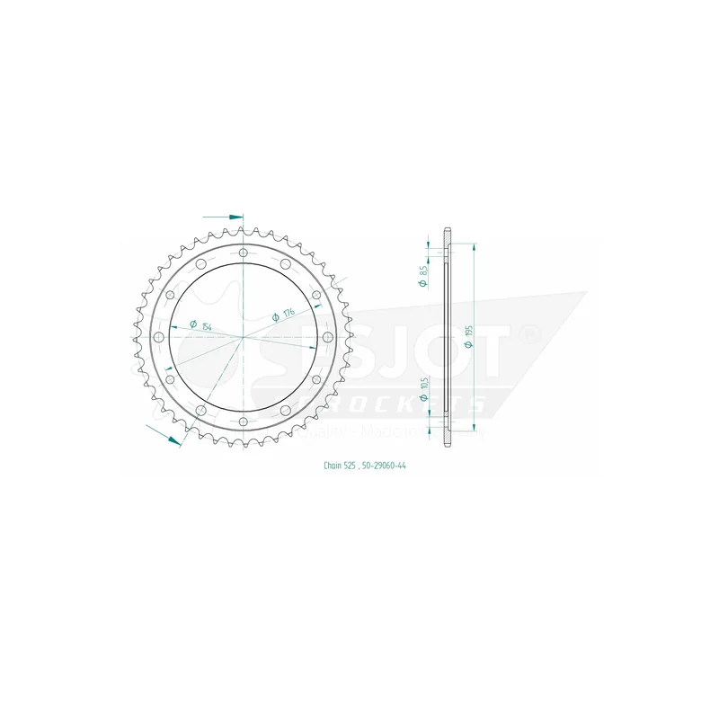 Sprockets Rear (29060 - 44T) - Esjot