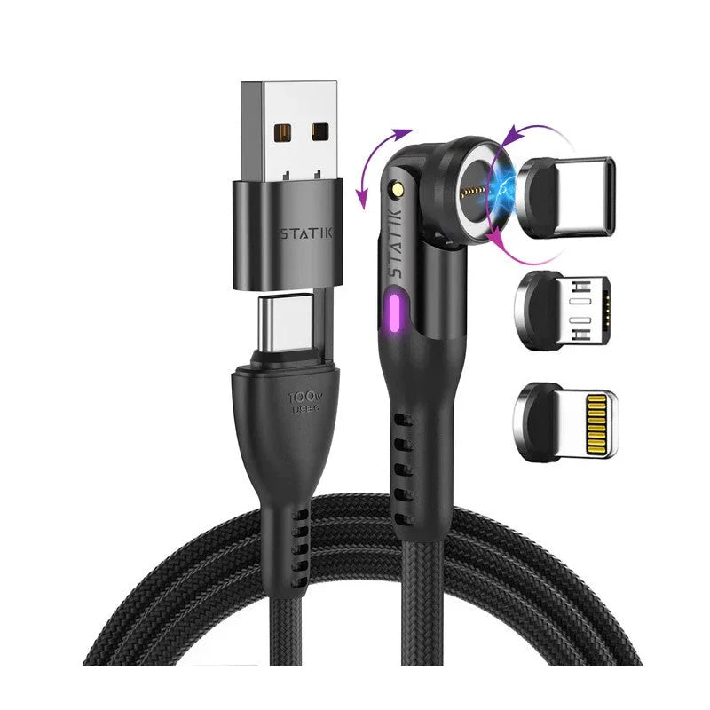 Magnetic Charging Cable - 100W USB A/C + Iphone - 1 PACK / 3 ft (0.8m)
