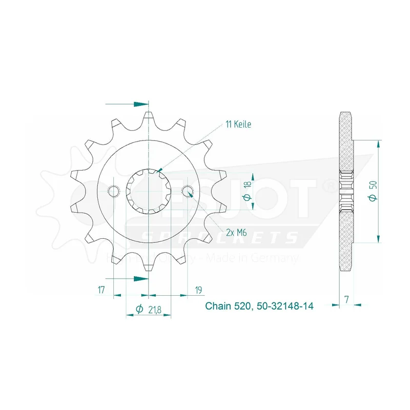Sprockets Front (32148-14T) - Esjot