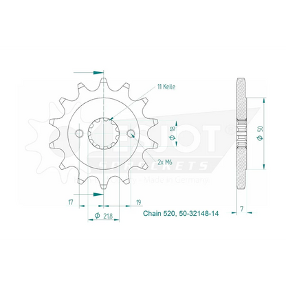 Sprockets Front (32148-14T) - Esjot