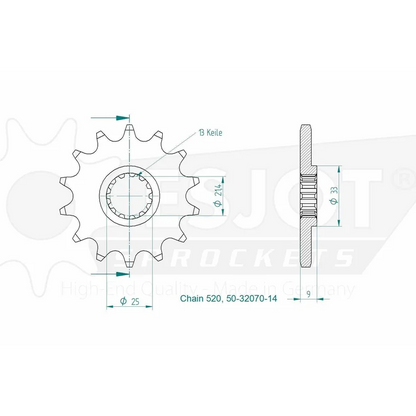 Sprockets Front (32070-14T) - Esjot (Sports)