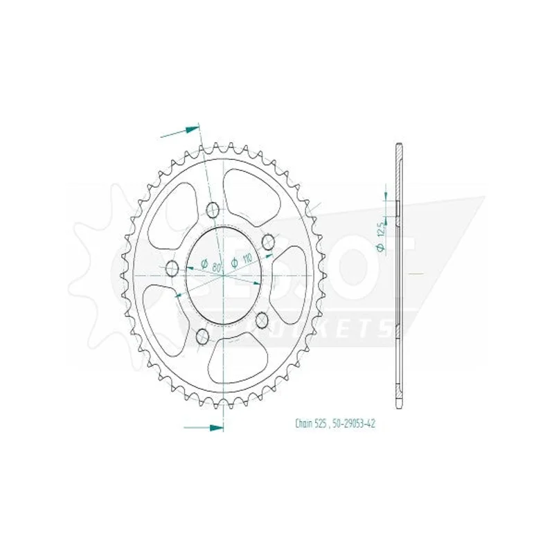 Sprockets Rear (29053-42T) - Esjot - Zinc Spray