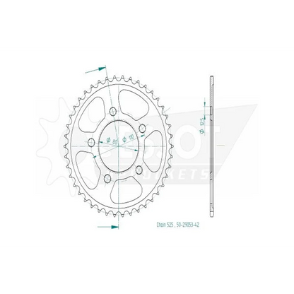Sprockets Rear (29053-42T) - Esjot - Zinc Spray