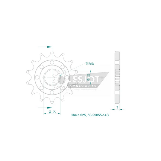 Sprockets Front (29055-14T) - Esjot