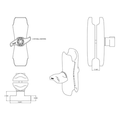 RAM Arm - Double Socket Arm 214mm ( 8.44") - D Size (2.25")