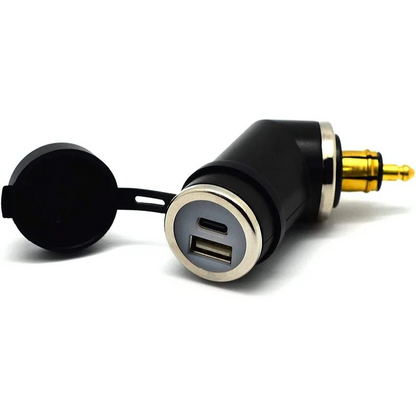 DIN (Hella) to 36W PD USB-C + QC 3.0 (ANGLED) - Short Angled