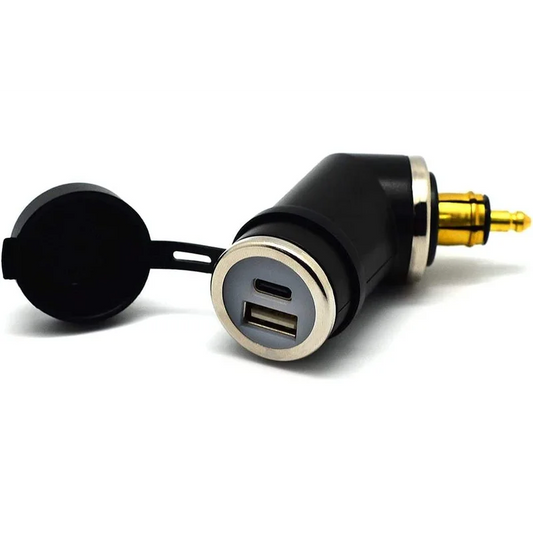 DIN (Hella) to 36W PD USB-C + QC 3.0 (ANGLED) - Short Angled