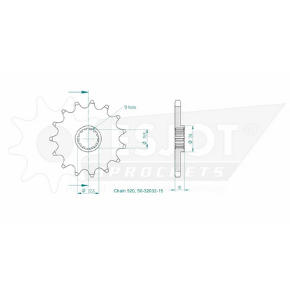 Sprockets Front (32032-15T) - Esjot