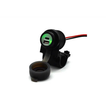 Handlebar Mounted 36W PD USB-C + QC 3.0 (Plastic) - Includes Plastic Handlebar Clamp