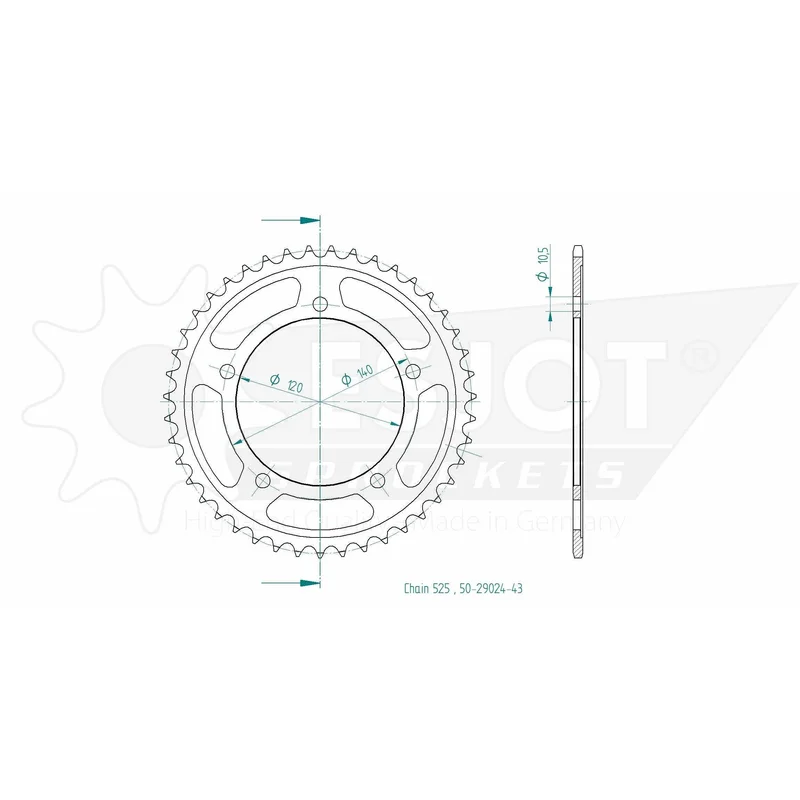 Sprockets Rear (29024 - 43T) - Esjot