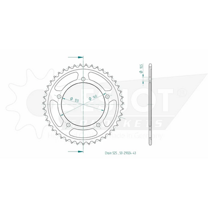 Sprockets Rear (29024 - 43T) - Esjot