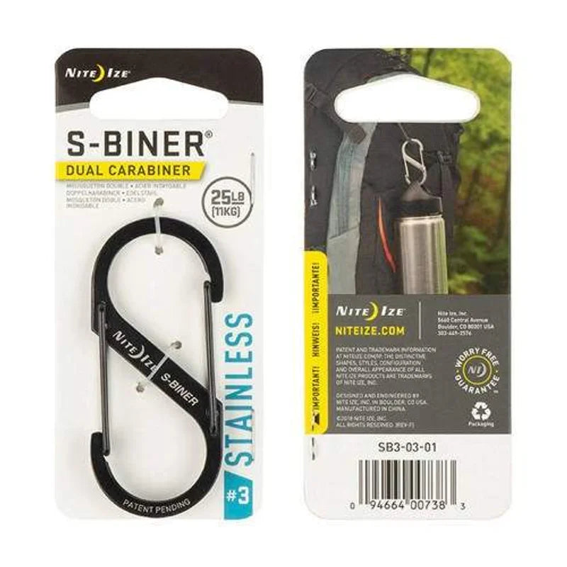S-Biner Standard (Stainless) - 1N (SIZE #3) / Black / Stainless Steel