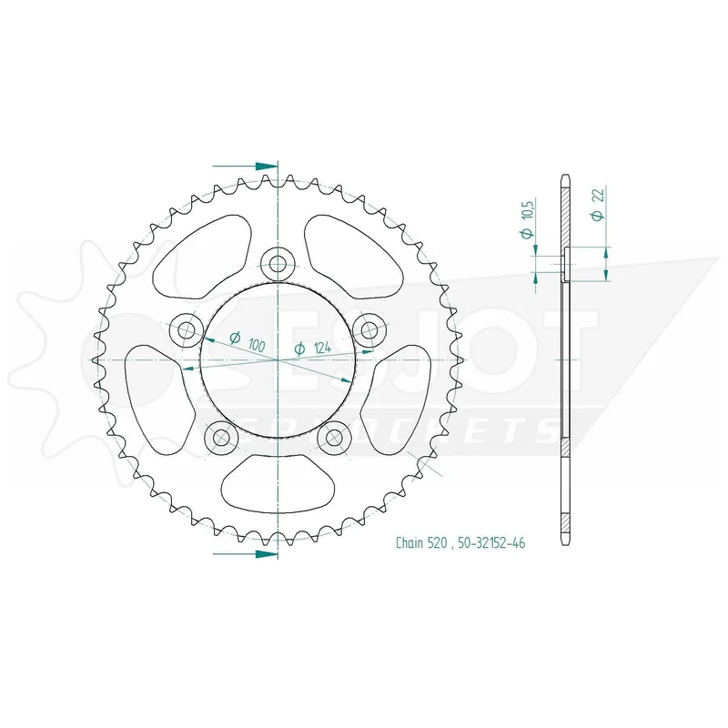 Sprockets Rear (32152-39T) - Esjot