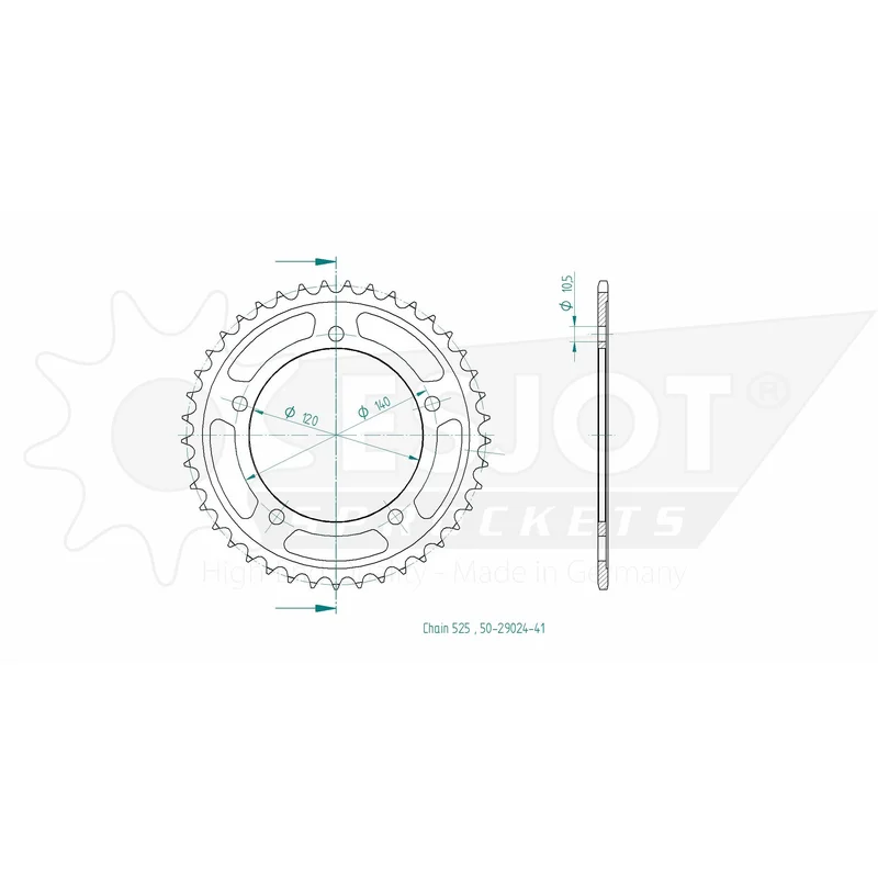 Sprockets Rear (29024 - 41T) - Esjot ( 525 Pitch) - 525 Pitch