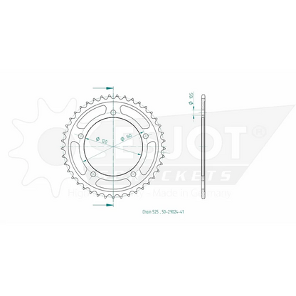 Sprockets Rear (29024 - 41T) - Esjot ( 525 Pitch) - 525 Pitch