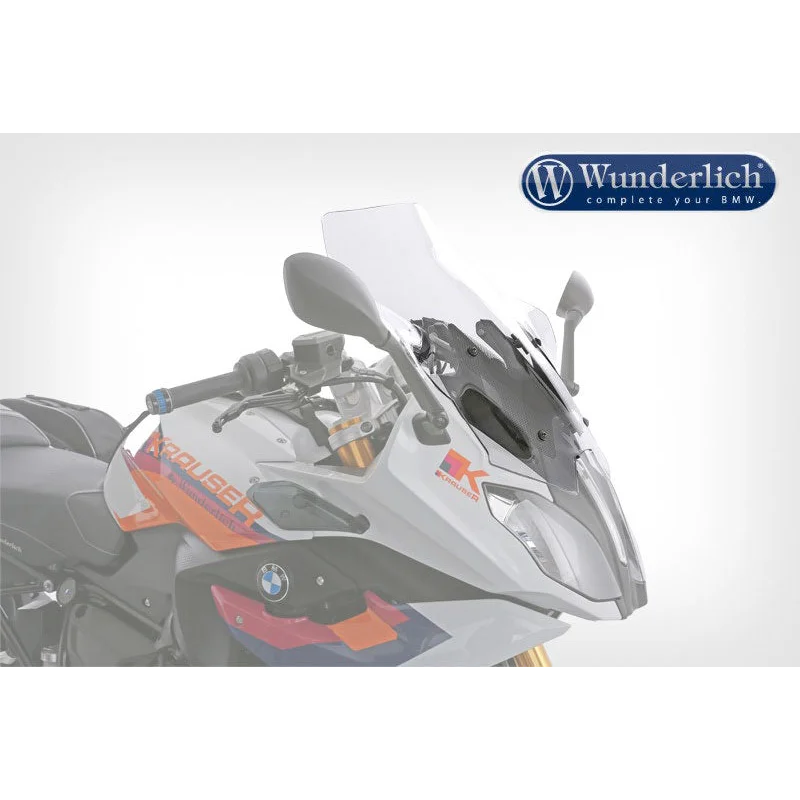 Motorcycle windshield with Wunderlich branding on a white background
