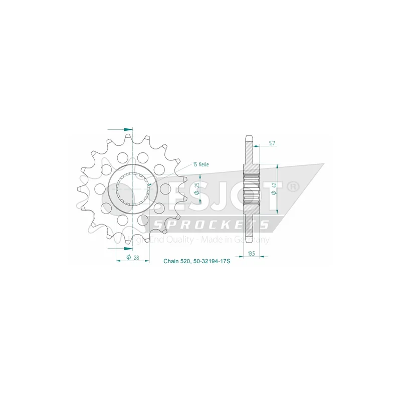 Sprockets Front (32194 - 17T) - Esjot Sports