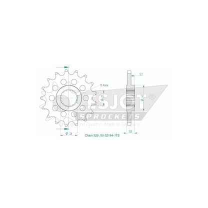 Sprockets Front (32194 - 17T) - Esjot Sports