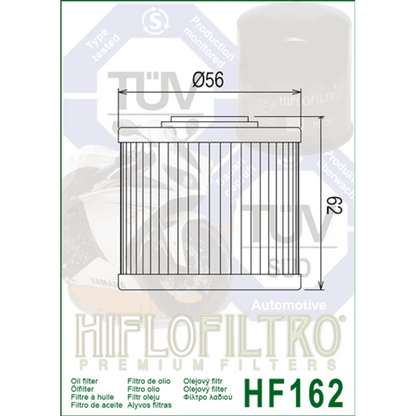 Oil Filter 162 - Hiflo - Standard