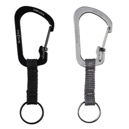 Carabiner Keyring with Slide lock (SS) - Stainless Steel / Black