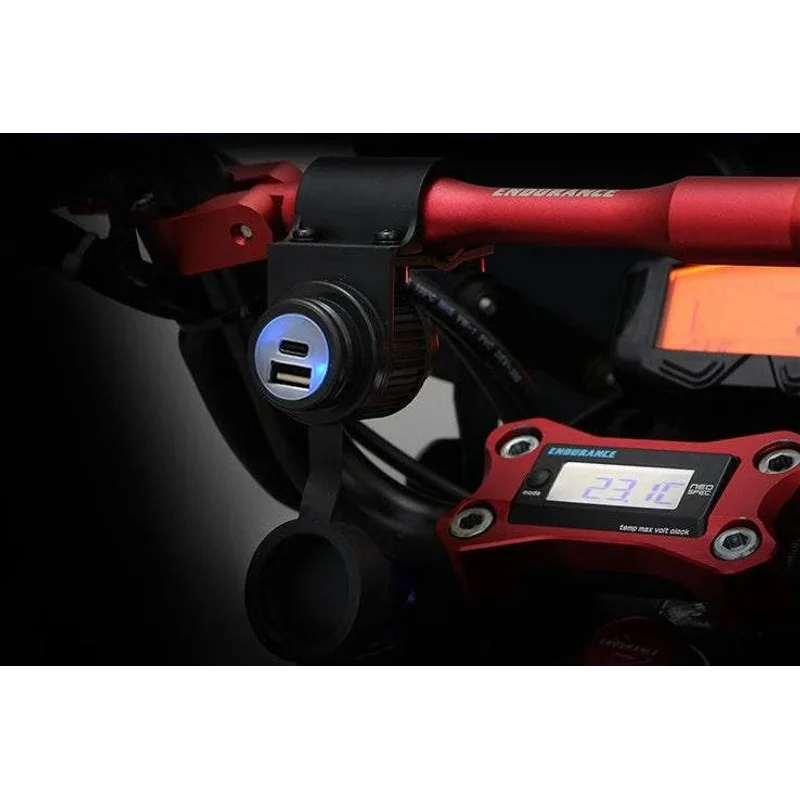 Handlebar Mounted 36W PD USB-C + QC 3.0 (Plastic) - Includes Plastic Handlebar Clamp