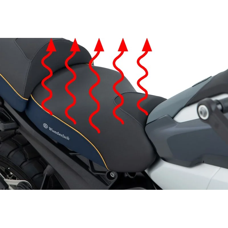 BMW R 1300 GS Ergonomics - Wunderlich "Active Comfort" (Heating) Seat - Imperial Blue-Gold / Passenger / Queens-Edition - standard