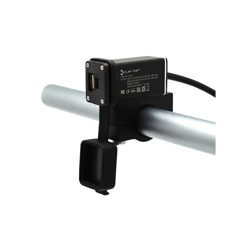 Handlebar Mounted 36W PD USB-C + QC 3.0 (Aluminium) - Includes Aluminium Handlebar Clamp