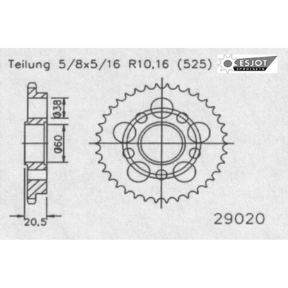 Sprockets Rear (29020-39T) - Esjot