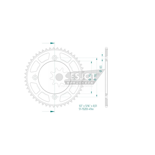 Sprockets Rear ( 15203 49T) - Esjot - Steel
