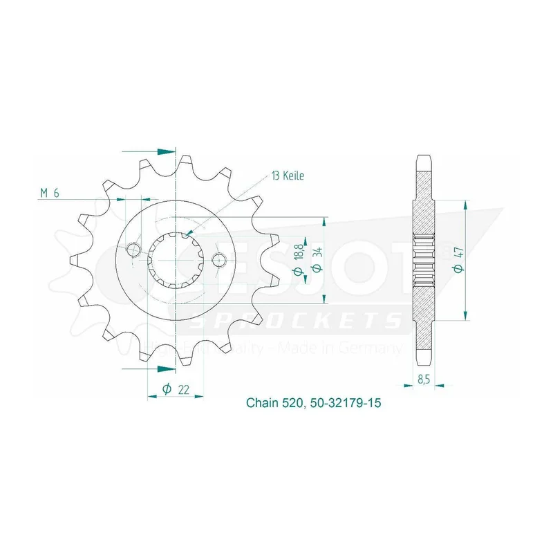 Sprockets Front (32179-15T) - Esjot