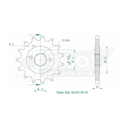 Sprockets Front (32179-15T) - Esjot