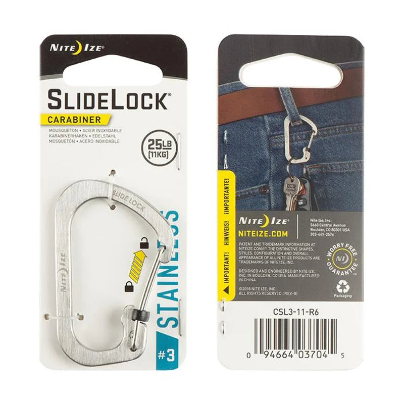 Carabiner with Slidelock (pcs) - Stainless Steel - Size#2 / Natural Steel / Stainless Steel