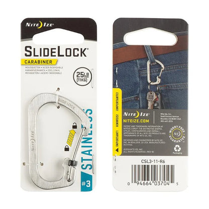 Carabiner with Slidelock (pcs) - Stainless Steel - Size#4 / Black / Stainless Steel