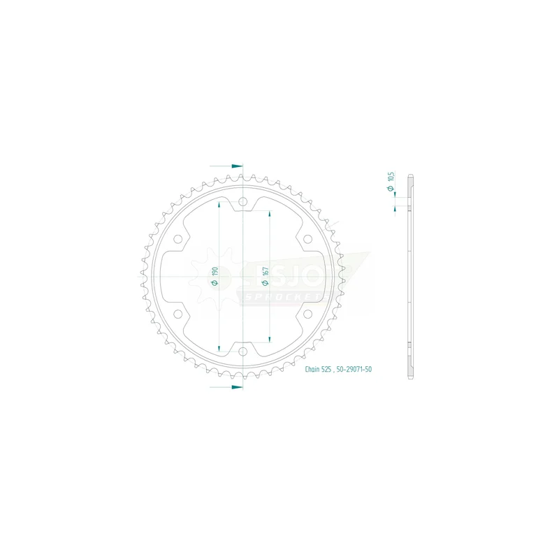 Sprockets Rear (29071-50T) - Esjot