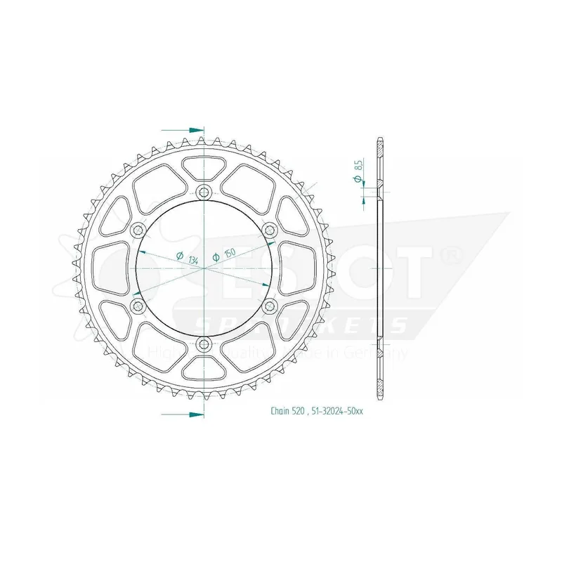 Sprockets Rear (32024-50T) - Esjot