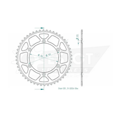 Sprockets Rear (32024-50T) - Esjot