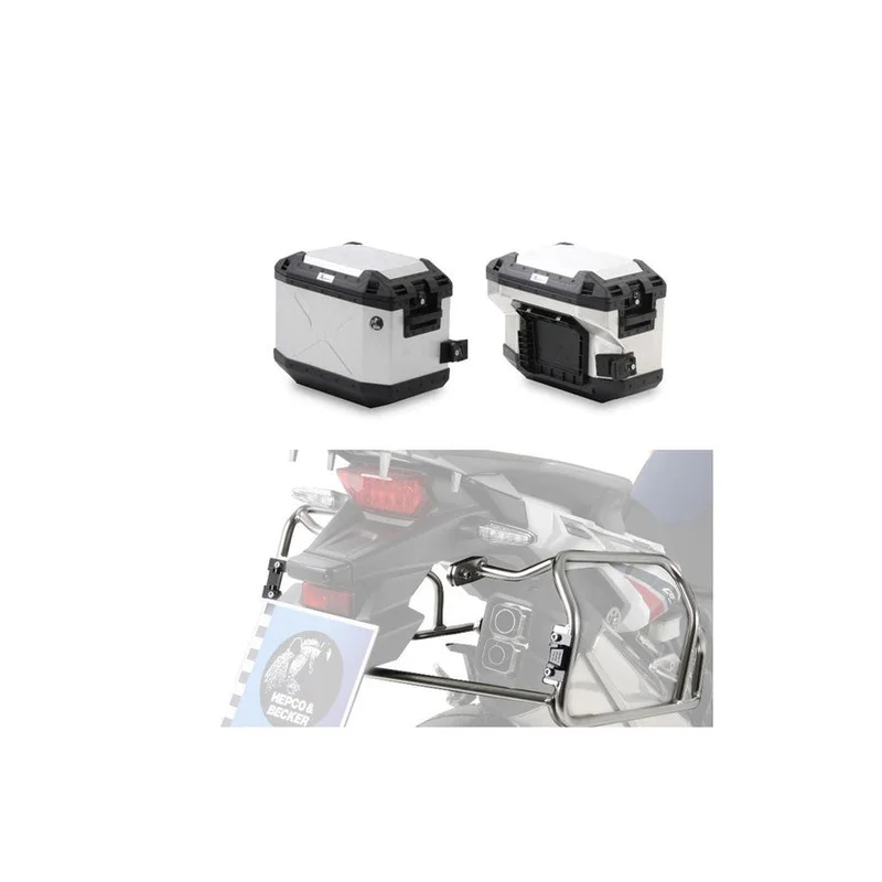 Suzuki V-Strom 800 DE Sidecase Carrier - Cutout Series with Xplorer - Silver