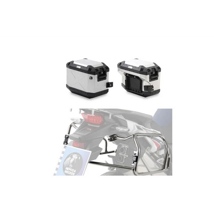 Suzuki V-Strom 800 DE Sidecase Carrier - Cutout Series with Xplorer - Silver