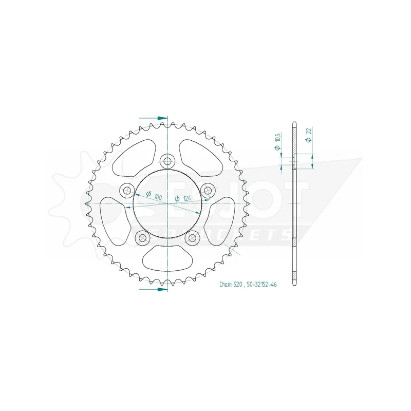 Sprockets Rear (32152-46T) - Esjot