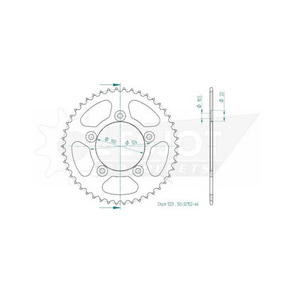 Sprockets Rear (32152-46T) - Esjot