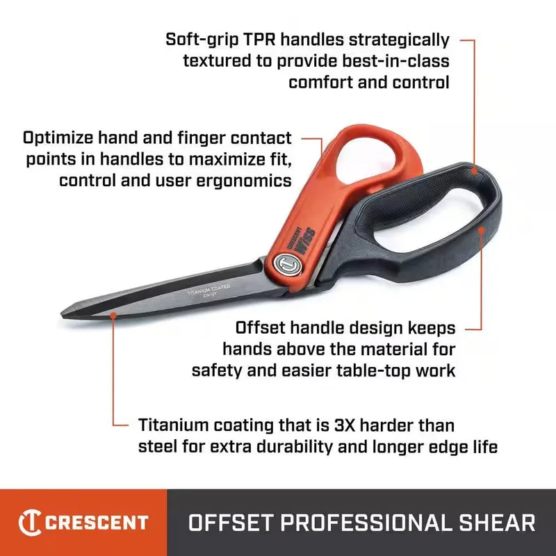 TITANIUM COATED SCISSORS OFFSET TRADESMAN SHEAR