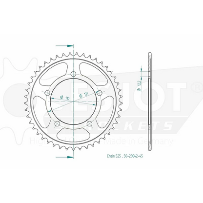 Sprockets Rear (29042-45T) - Esjot