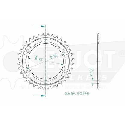 Sprockets Rear (32139-36T) - Esjot